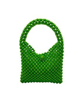 MMS Brands Green Handmade Beaded Tote Bag